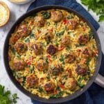 Tuscan Chicken Meatballs and Orzo