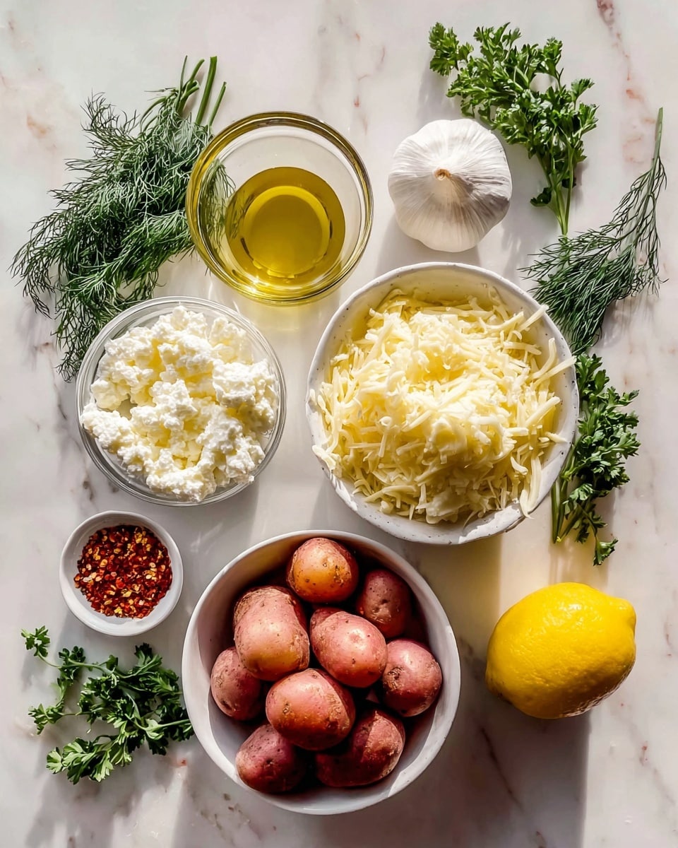 Crispy Parmesan Potatoes with Herby Yogurt and Spicy Chili Oil