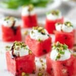 Watermelon Bites with Goat Cheese Cream (Vegetarian, Gluten, Grain Free & Low Carb)