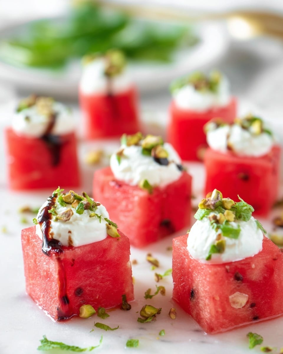 Watermelon Bites with Goat Cheese Cream (Vegetarian, Gluten, Grain Free & Low Carb)