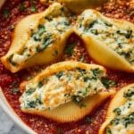 Tofu Ricotta Stuffed Shells with Spinach