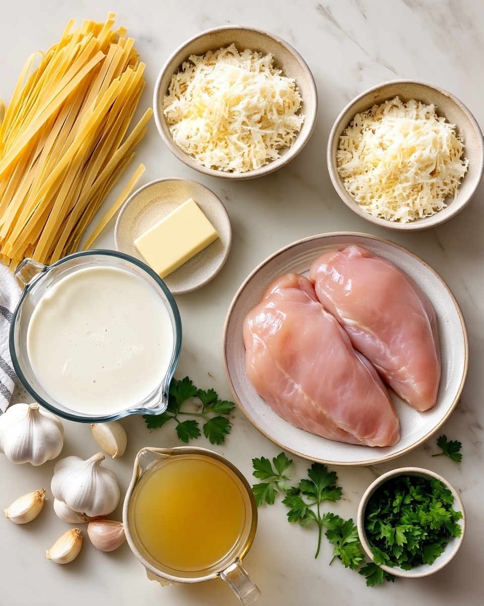 Creamy Chicken Fettuccine Alfredo with Garlic Parmesan Sauce