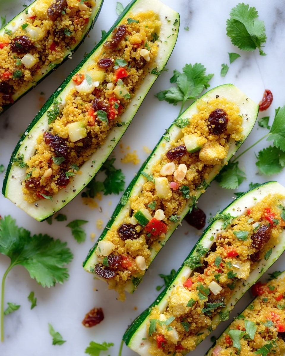 Roasted Curry Quinoa Stuffed Zucchini